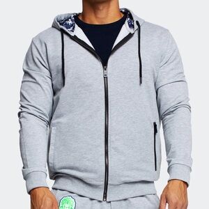 Maceoo gray blue tie dye hood full zip lightweight hoodie sweatshirt size small